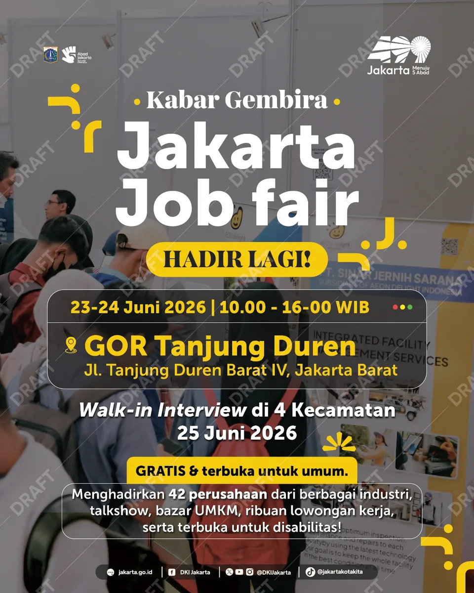 Job Fair Provinsi Kalimantan Barat 2026 (Suku Dinas TKTE Wilayah Provinsi Kalimantan Barat Barat) : 23-24 Juni 2026