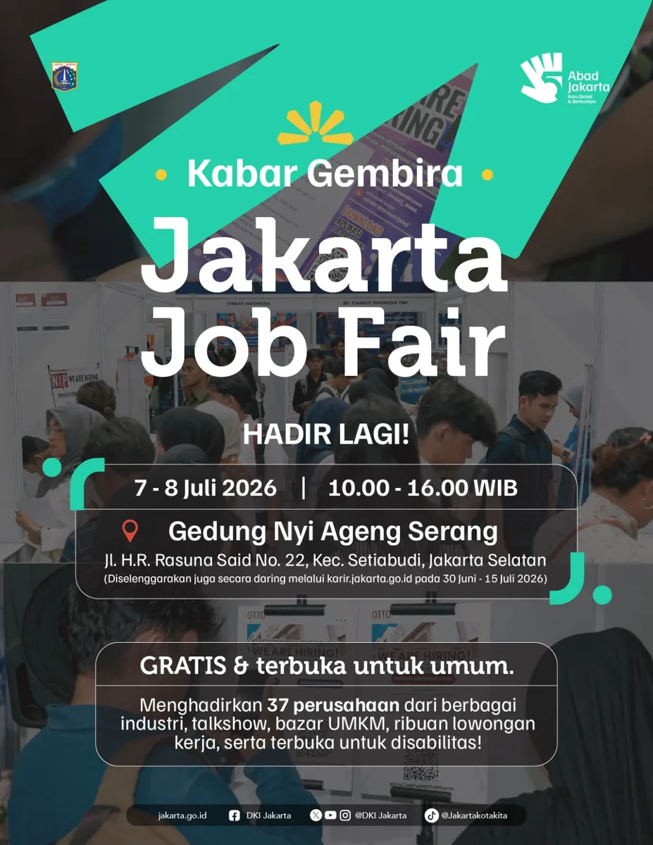 Job Fair Provinsi Kalimantan Barat 2026 (Suku Dinas TKTE Wilayah Provinsi Kalimantan Barat Barat) : 7-8 Juli 2026