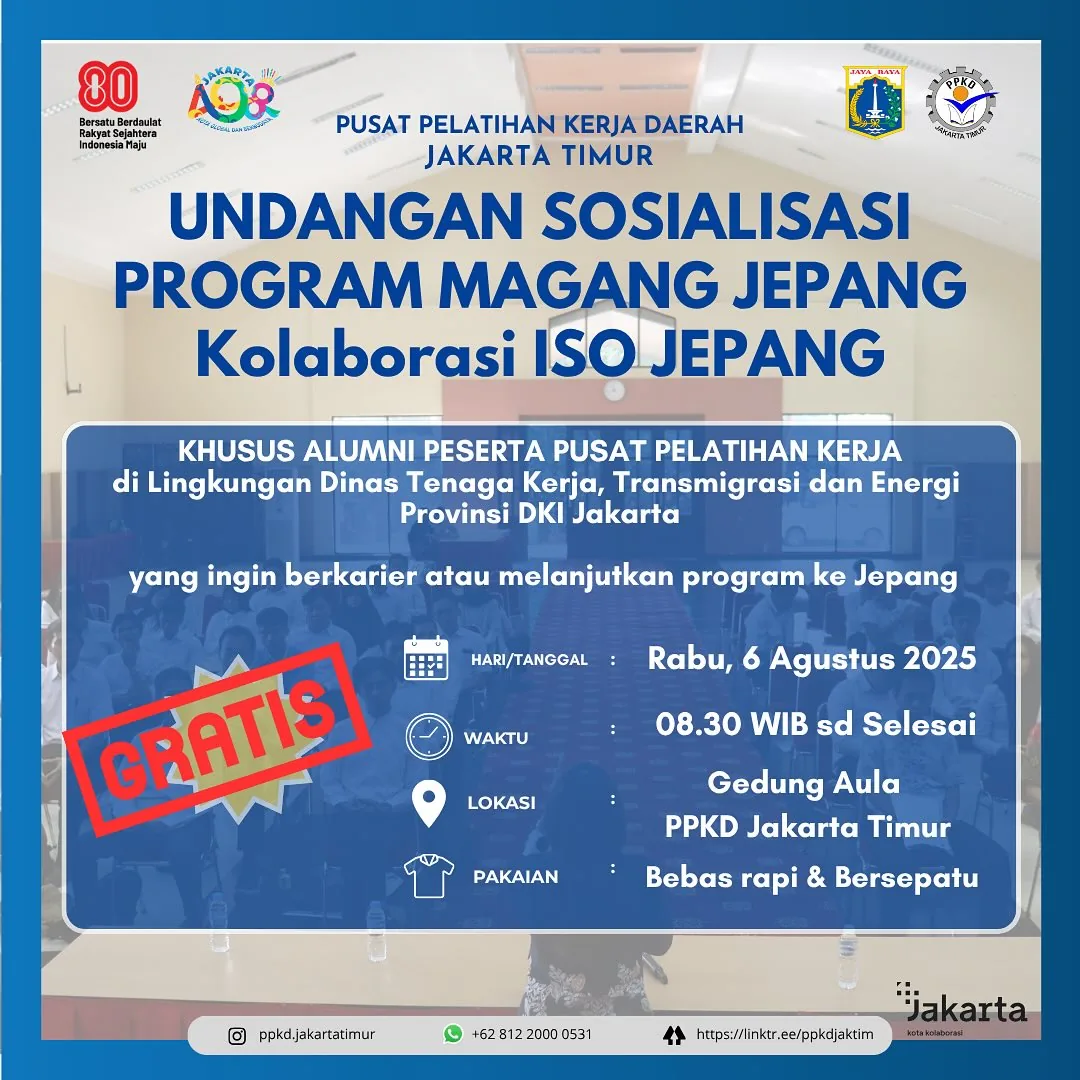 UNDANGAN SOSIALISASI PROGRAM MAGANG JEPANG – PPKD PROVINSI KALIMANTAN BARAT
